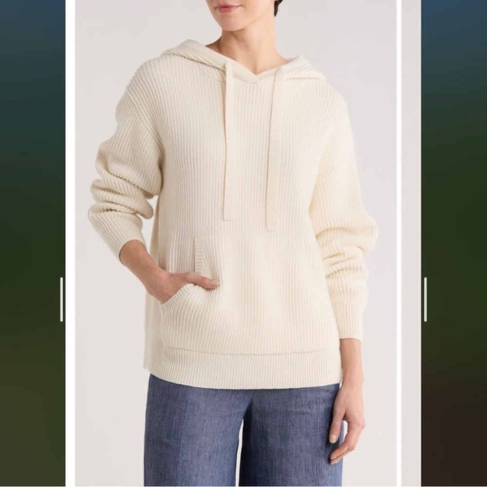 TWP Rib Cashmere Sweater Hoodie in Ivory Size XS - Picture 1 of 9